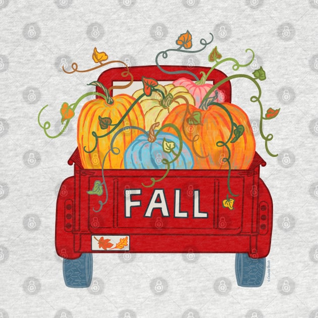 Fall Pumpkin Truck Red Vintage Old Pickup with Pumpkins by DoubleBrush